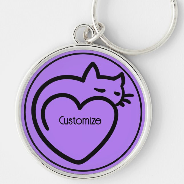 Personalised Cat Love Black Logo Key Ring (Front)