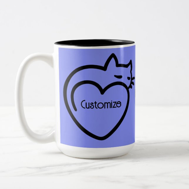 Personalised Cat Love Black Logo Two-Tone Coffee Mug (Left)