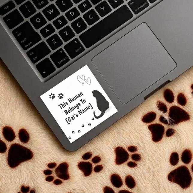 Personalised Cat Lover Laptop Sticker (Personalized vinyl sticker for cat lovers)