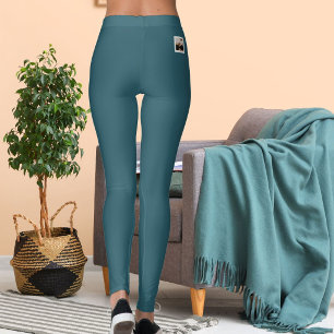 Personalised Cat Lover Pet Mum Dark Teal Neutral Leggings