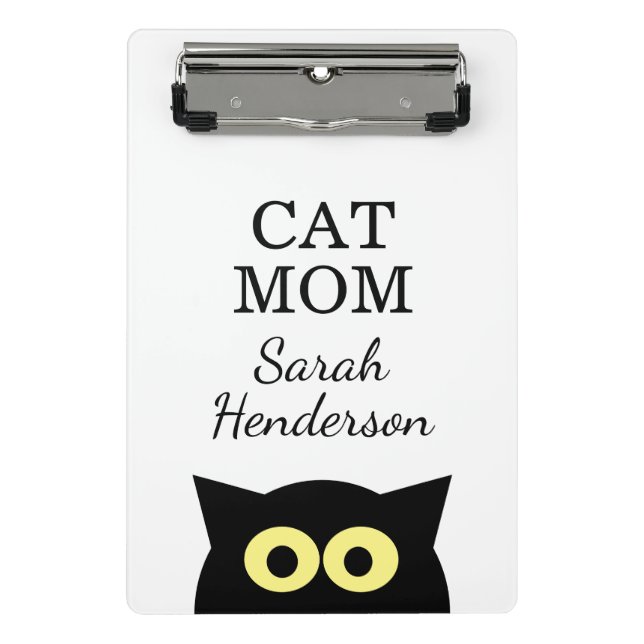 Personalised cat mum clipboad with cute kitty art mini clipboard (Front)