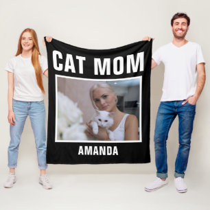 Personalised Cat Mum Custom Photo Fleece Blanket