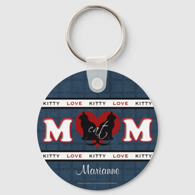 Personalised Cat Mum Kitty Love Key Ring (Front)