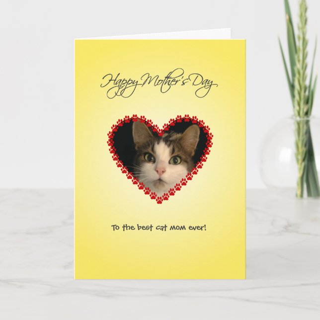 Personalised cat mum Mothers Day Card (Front)