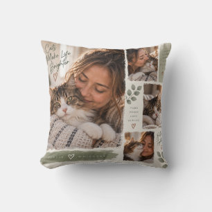 Personalised Cat Mum Photo Collage Keepsake Throw  Cushion