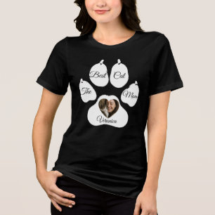 Personalised Cat Mum Photo T-Shirt – Custom Name Tri-Blend Shirt