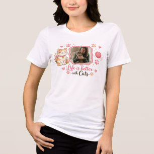 Personalised Cat Mum T-Shirt with Custom Photo Tri-Blend Shirt