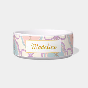 Personalised Cat Name Pastel Pink Bowl Ceramic