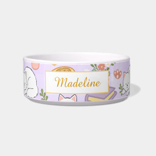 Personalised Cat Name Pastel Purple Bowl Ceramic