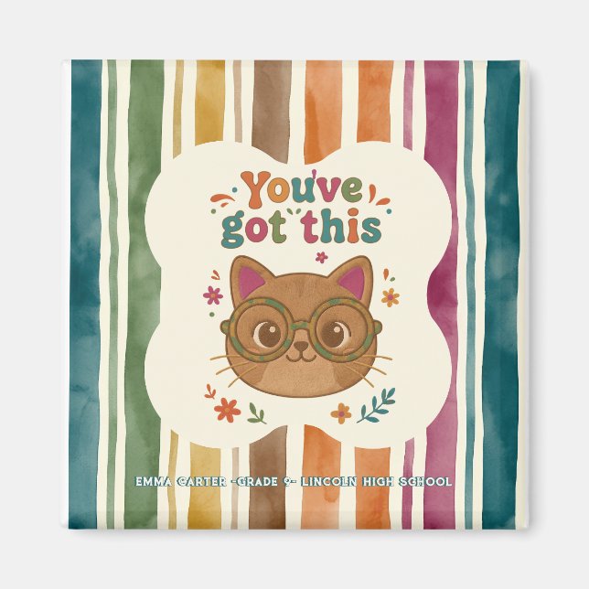 Personalised Cat Notebook | School Journal Magnet (Front)