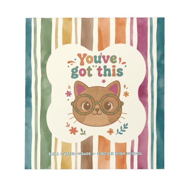 Personalised Cat Notebook | School Journal Notepad (Front)