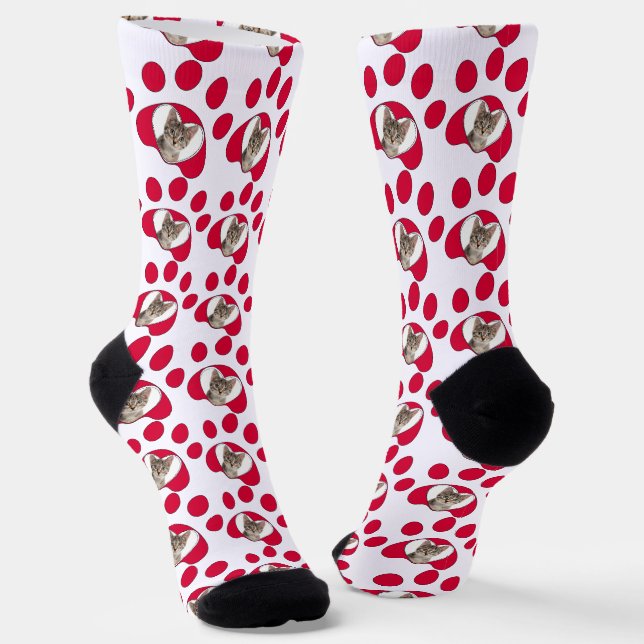 Personalised Cat or Dog Paw Photo Pattern Socks (Angled)