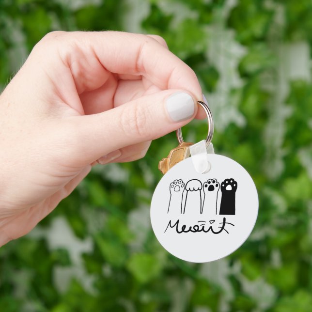Personalised Cat Paw Keychain with Name (Hand)