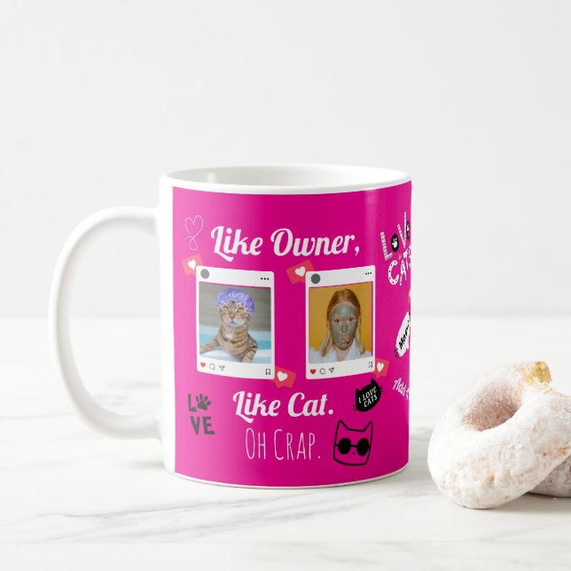 Personalised Cat Photo Coffee Mug | Custom Pet Mug (With Donut)
