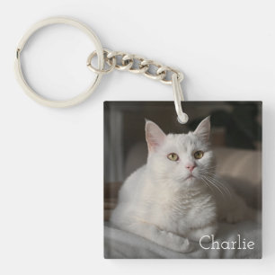 Personalised Cat Photo Keepsake Key Ring