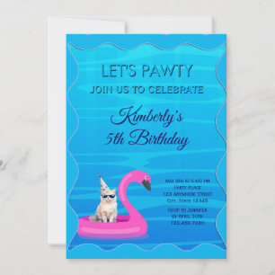 Personalised Cat Pool Pawty Invitation