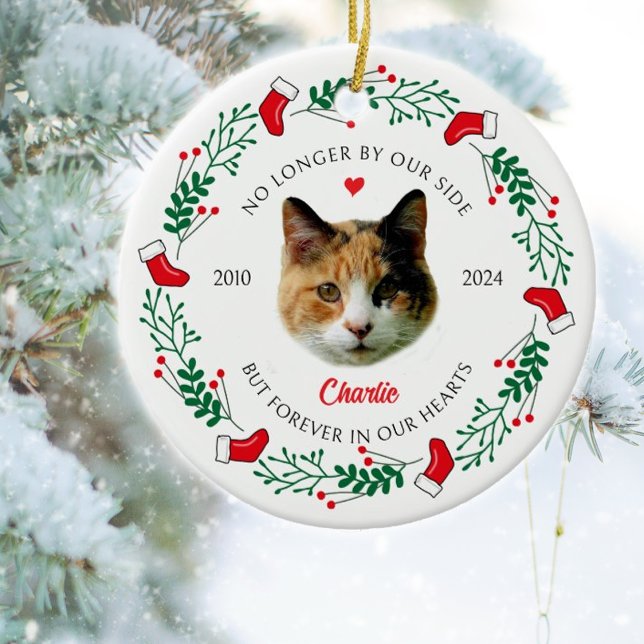 Personalised Cat´s Memorial Christmas  Ceramic Ornament (Creator Uploaded)