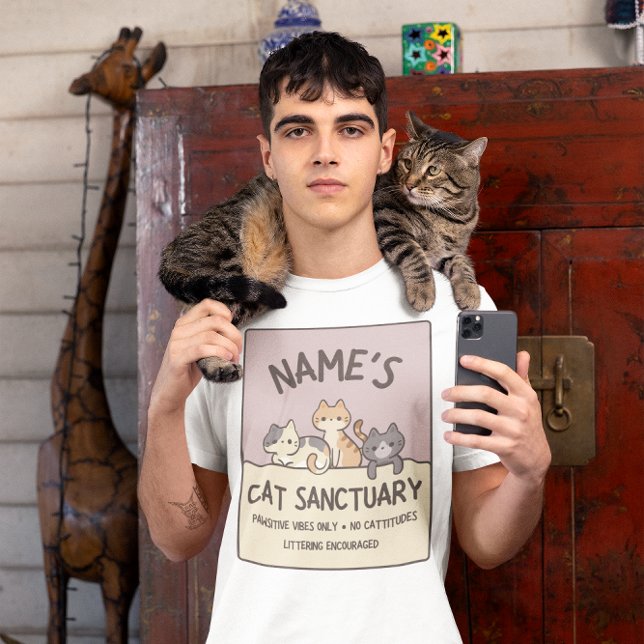 Personalised Cat Sanctuary T-Shirt (Show your love of cats with this personalized t-shirt with your own cat sanctuary!)