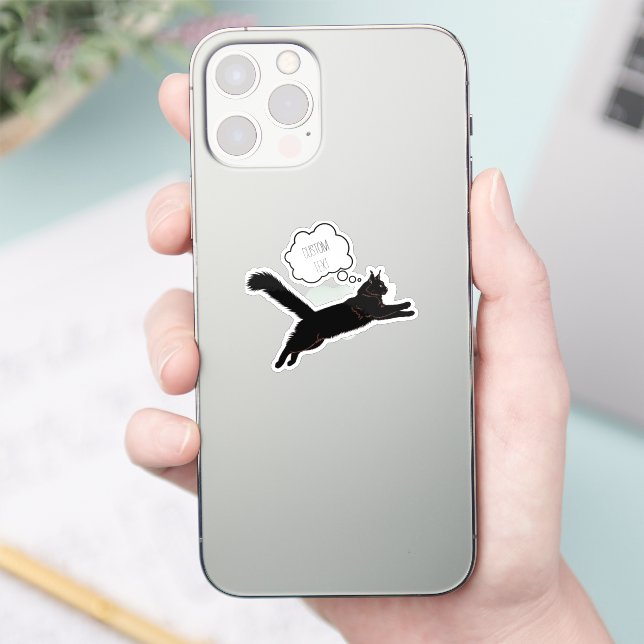  Personalised Cat Silhouette Laptop Sticker (Phone)