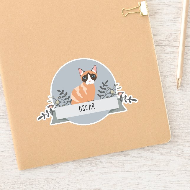 Personalised Cat Sticker Vinyl - Your Cat's Name (Notebook)