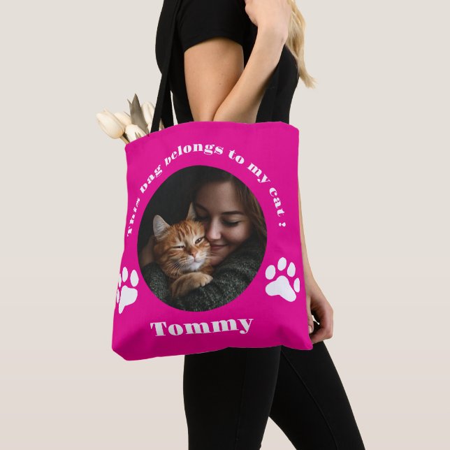 Personalised Cat Tote Bag – Custom Photo & Name  (Close Up)