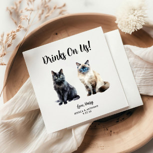 Personalised Cat Wedding Napkin