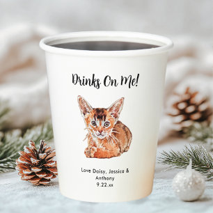 Personalised Cat Wedding Paper Cups