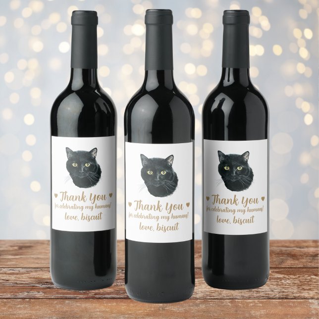 Personalised Cat Wedding Wine Label (Creator Uploaded)