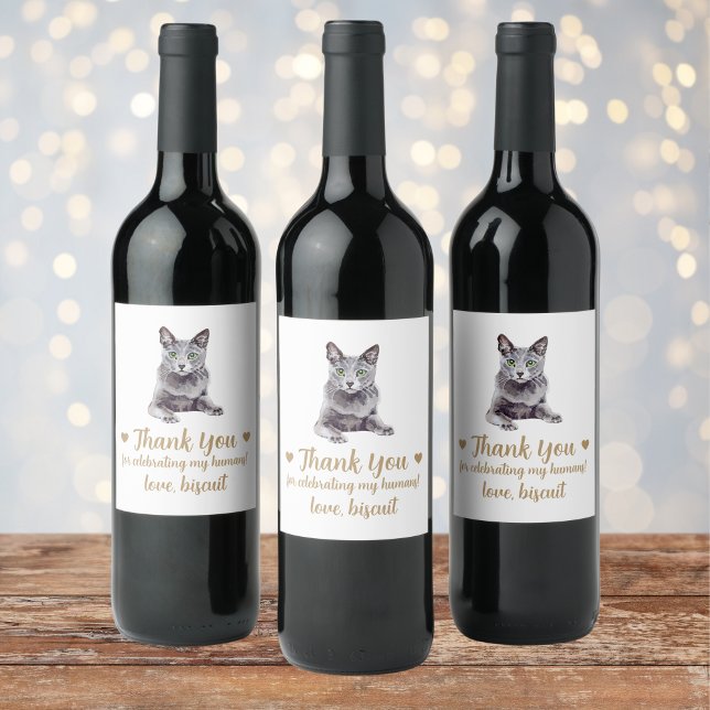 Personalised Cat Wedding Wine Label (Creator Uploaded)