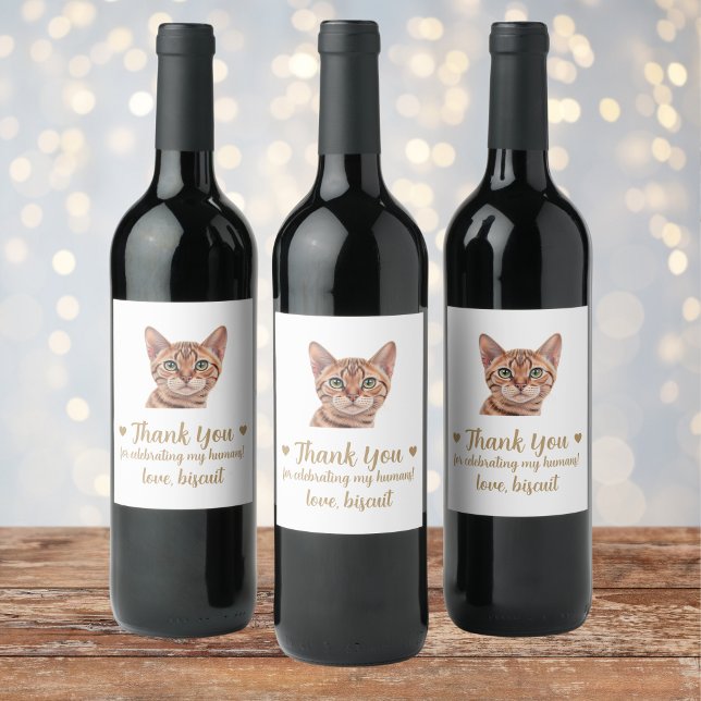 Personalised Cat Wedding Wine Label (Creator Uploaded)