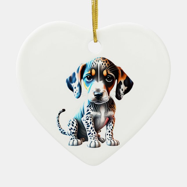 Personalised Catahoula Leopard Dog Puppy Ceramic Ornament (Front)