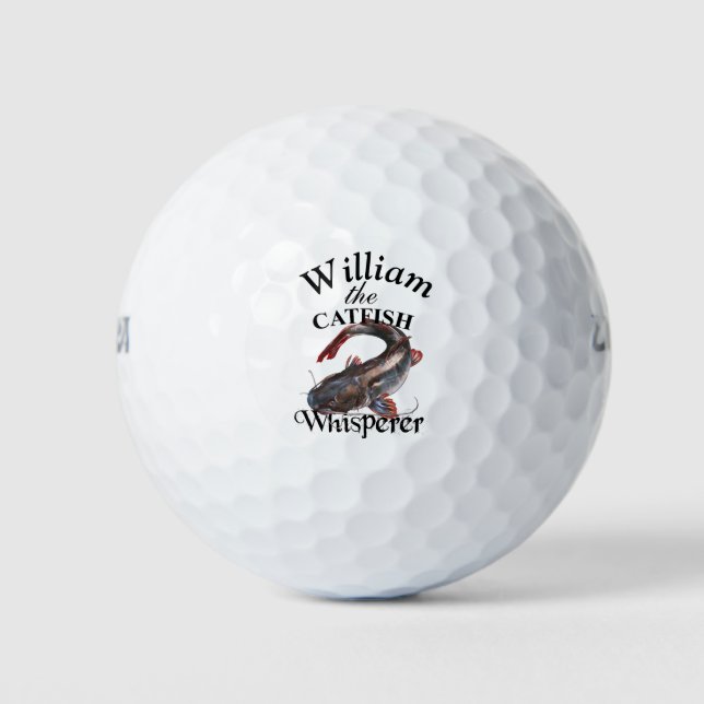 Personalised Catfish 2 Whisperer Fisherman Golf Balls (Front)