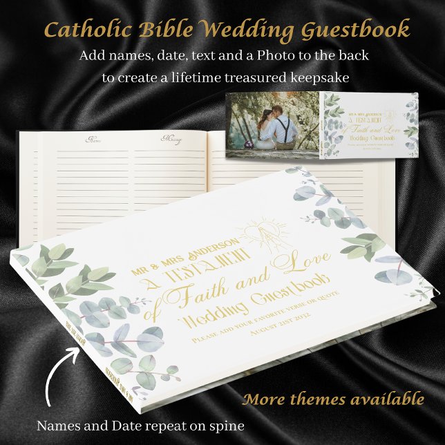 Personalised Catholic Bible Wedding Guestbook (Creator Uploaded)