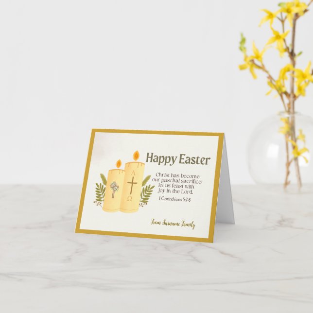 Personalised Catholic Easter Card (Yellow Flower)