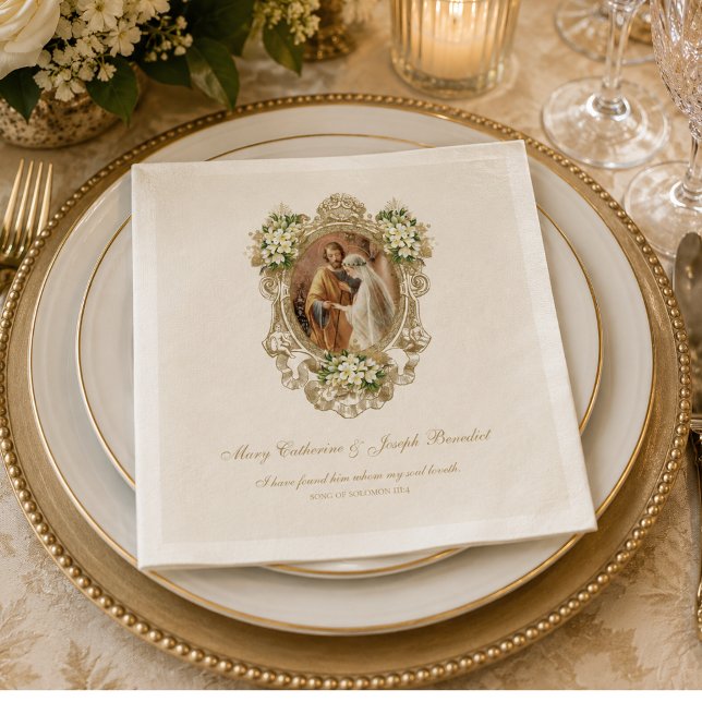 Personalised Catholic Wedding Napkins w/Scripture (Creator Uploaded)