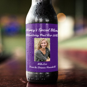 Personalised Causal Purple Friend Party Wine Label