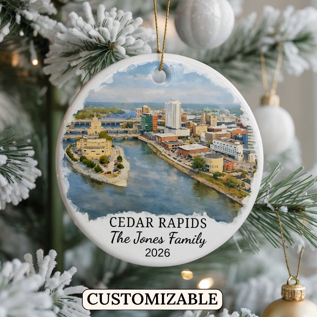 Personalised Cedar Rapids Ornament, Custom Iowa Ceramic Ornament (Creator Uploaded)
