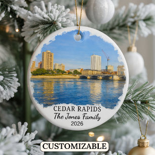 Personalised Cedar Rapids Ornament, Custom Iowa Ceramic Ornament