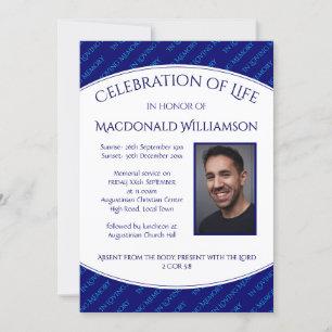 Personalised CELEBRATION OF LIFE Funeral Invite