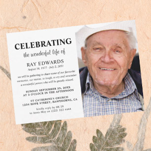 Personalised Celebration of Life Funeral Memorial Invitation