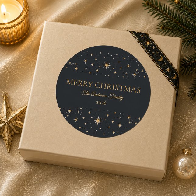 Personalised Celestial Christmas Round Sticker (Personalized Celestial Christmas Round Sticker)
