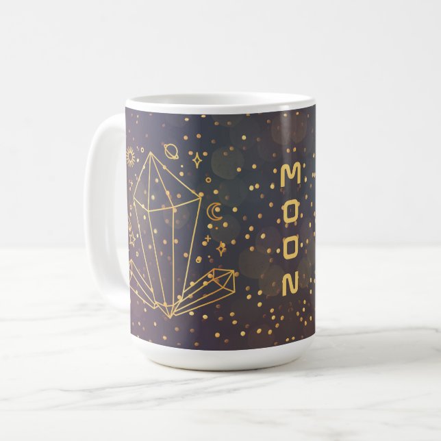 Personalised Celestial Crystals Space Doodles Mug (Front Left)