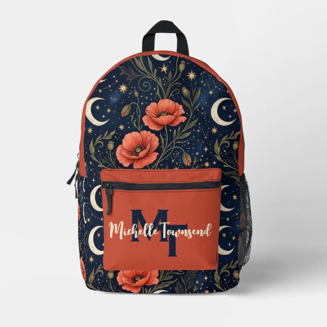 Personalised Celestial Floral Backpack with Moon (Front)