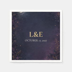 Personalised Celestial Gothic Wedding Cocktail Napkin