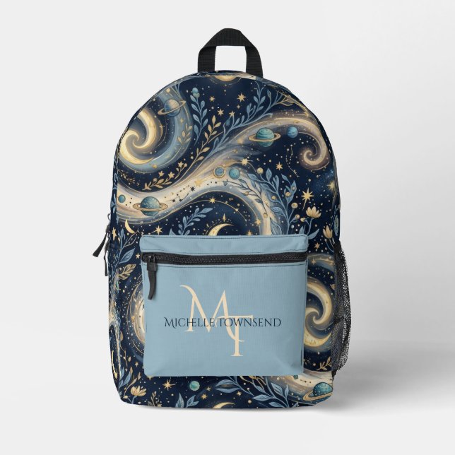 Personalised Celestial Moth & Moon Printed Backpack (Front)