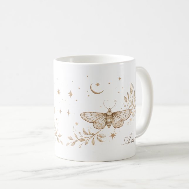 Personalised Celestial Moth Mug (Front Right)