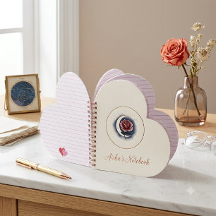 Personalised Celestial Rose Heart Spiral Notebook