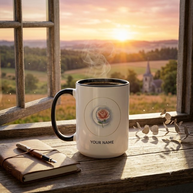 Personalised Celestial Rose & Moon Mug - Custom Na (Creator Uploaded)