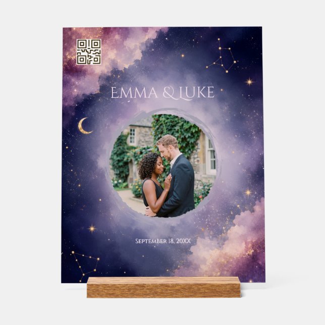 Personalised Celestial Wedding Acrylic Sign (Front)