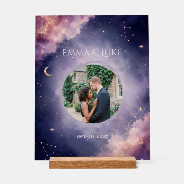 Personalised Celestial Wedding Acrylic Welcome Sign (Front)